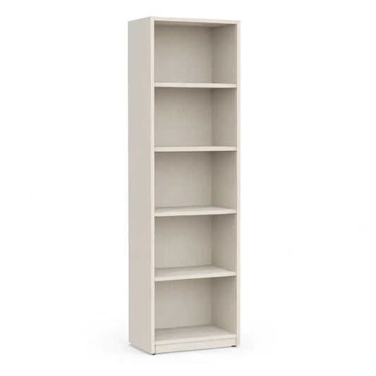 Regał, Wysoka otwarta biblioteka z 5 poziomami na białej płycie melaminowanej 60 x 30 x 200 cm